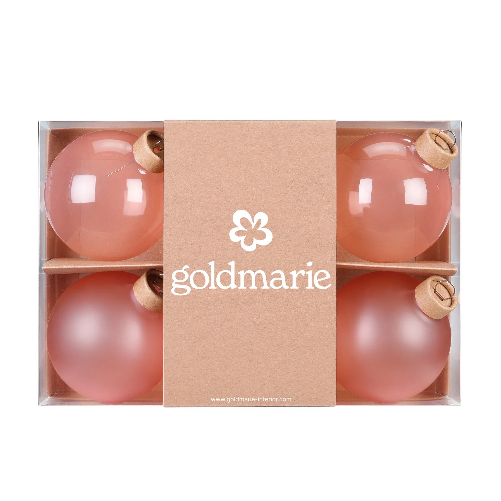 Ball Ornament Set, Powder, Glass, 8 cm, 6 pcs