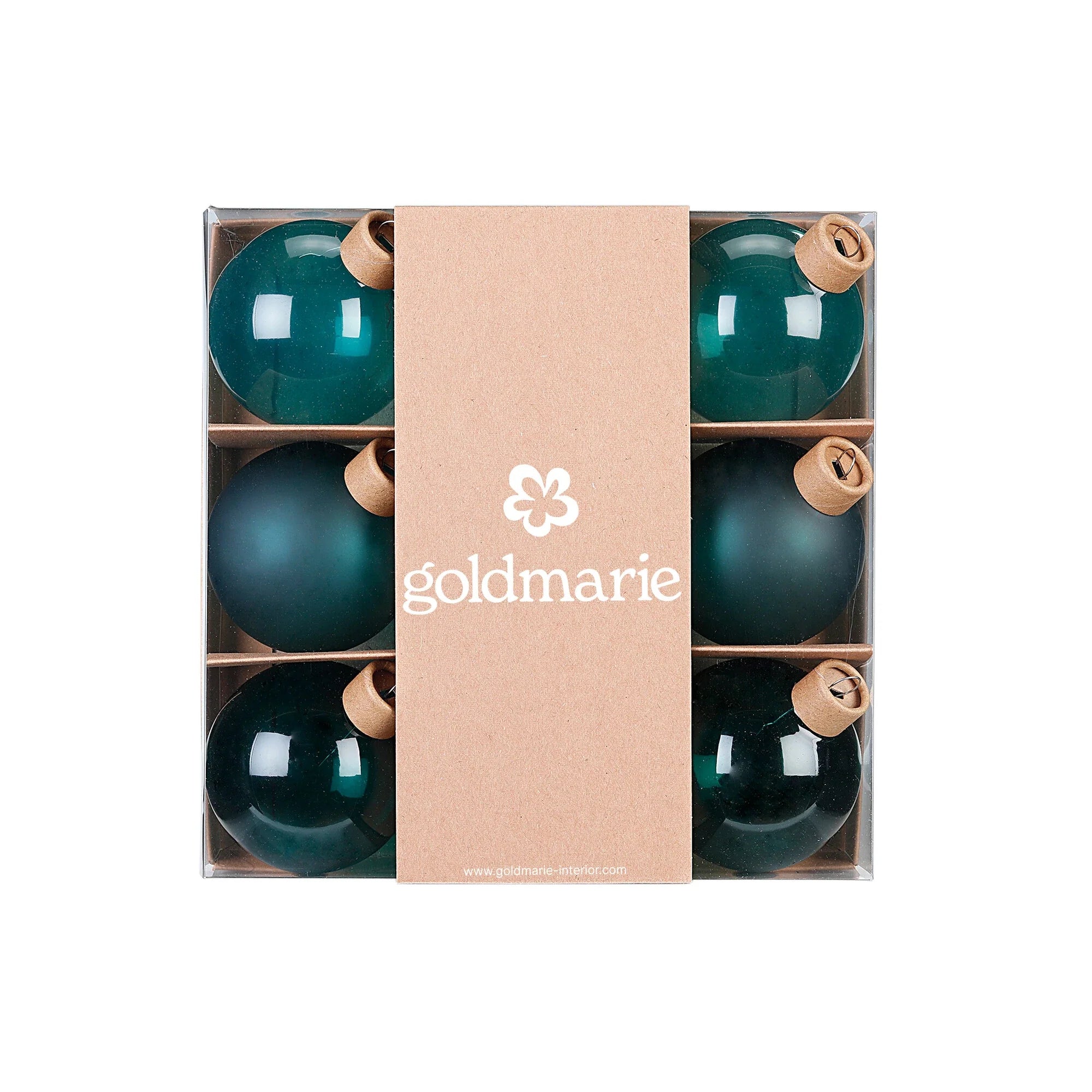 Ball Ornament Set, Lagoon, Glass, 6 cm, 9 pcs