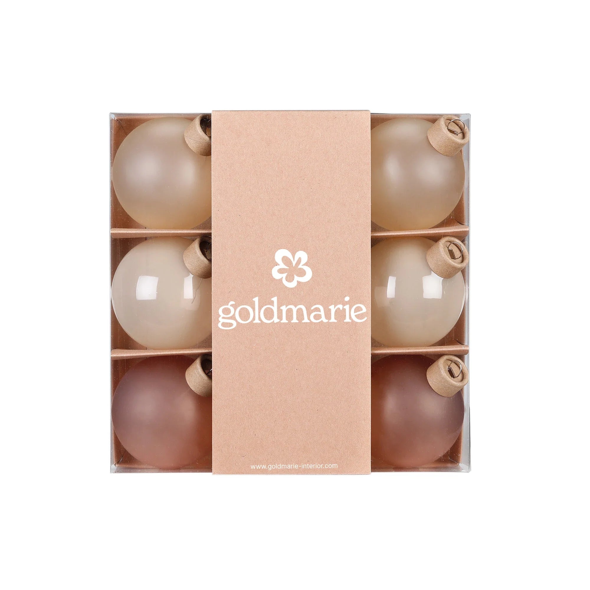 Glas-Dekokugeln „Cashmere“ (6 cm, 9er-Set)