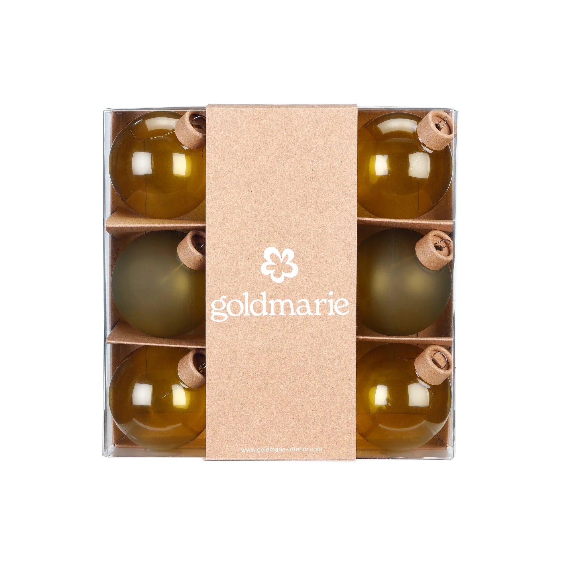 Glas-Dekokugeln „Olives“ (6 cm, 9er-Set)