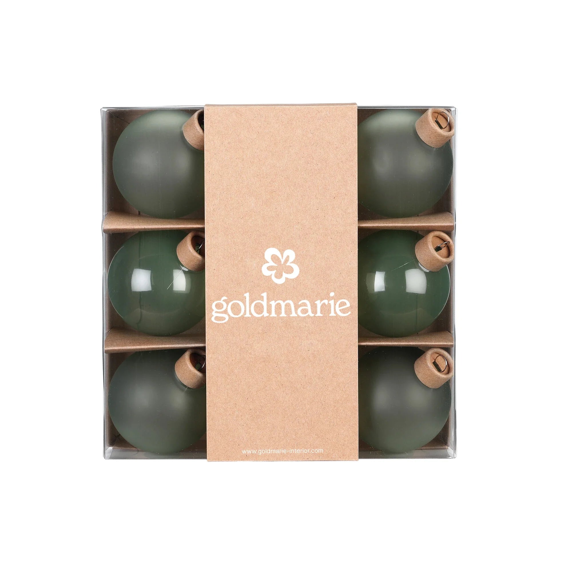 Ball Ornament Set, Sage, Glass, 6 cm, 9 pcs