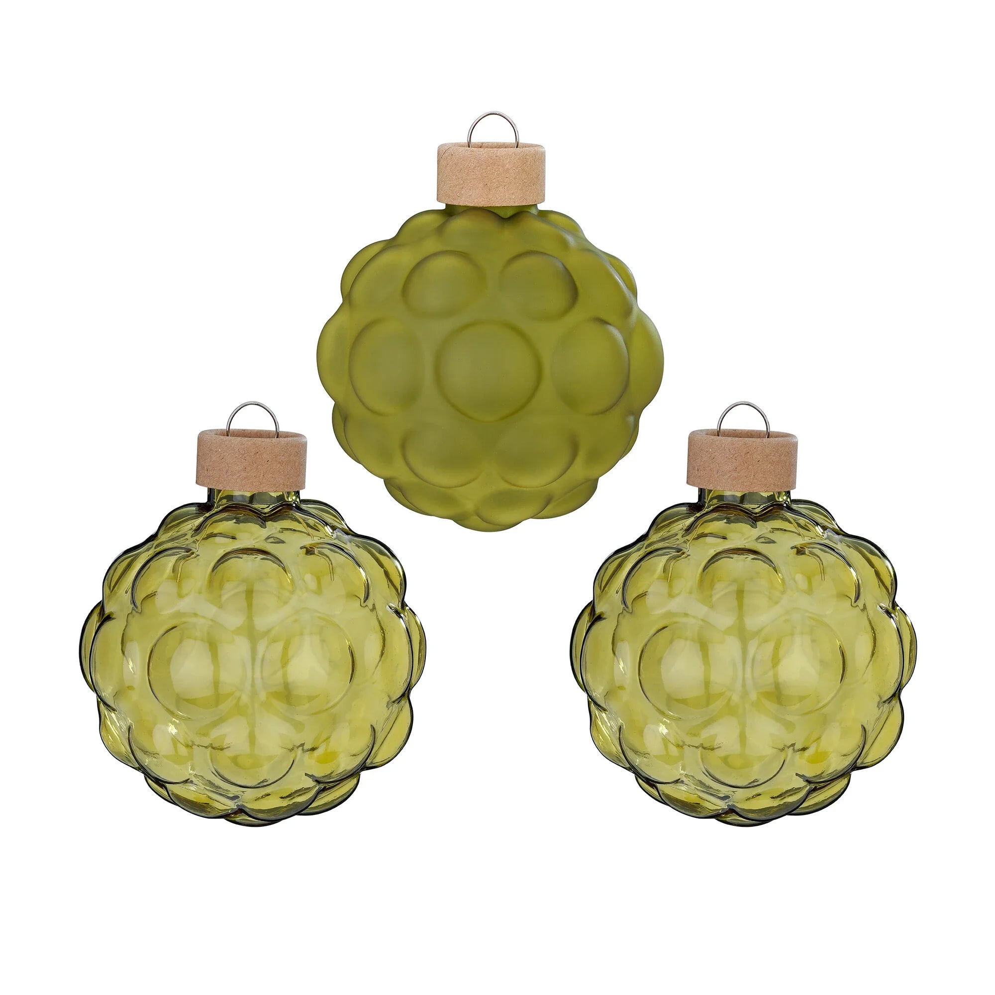 Glas-Dekokugeln Struktur „Olives“ (8 cm, 3er-Set)