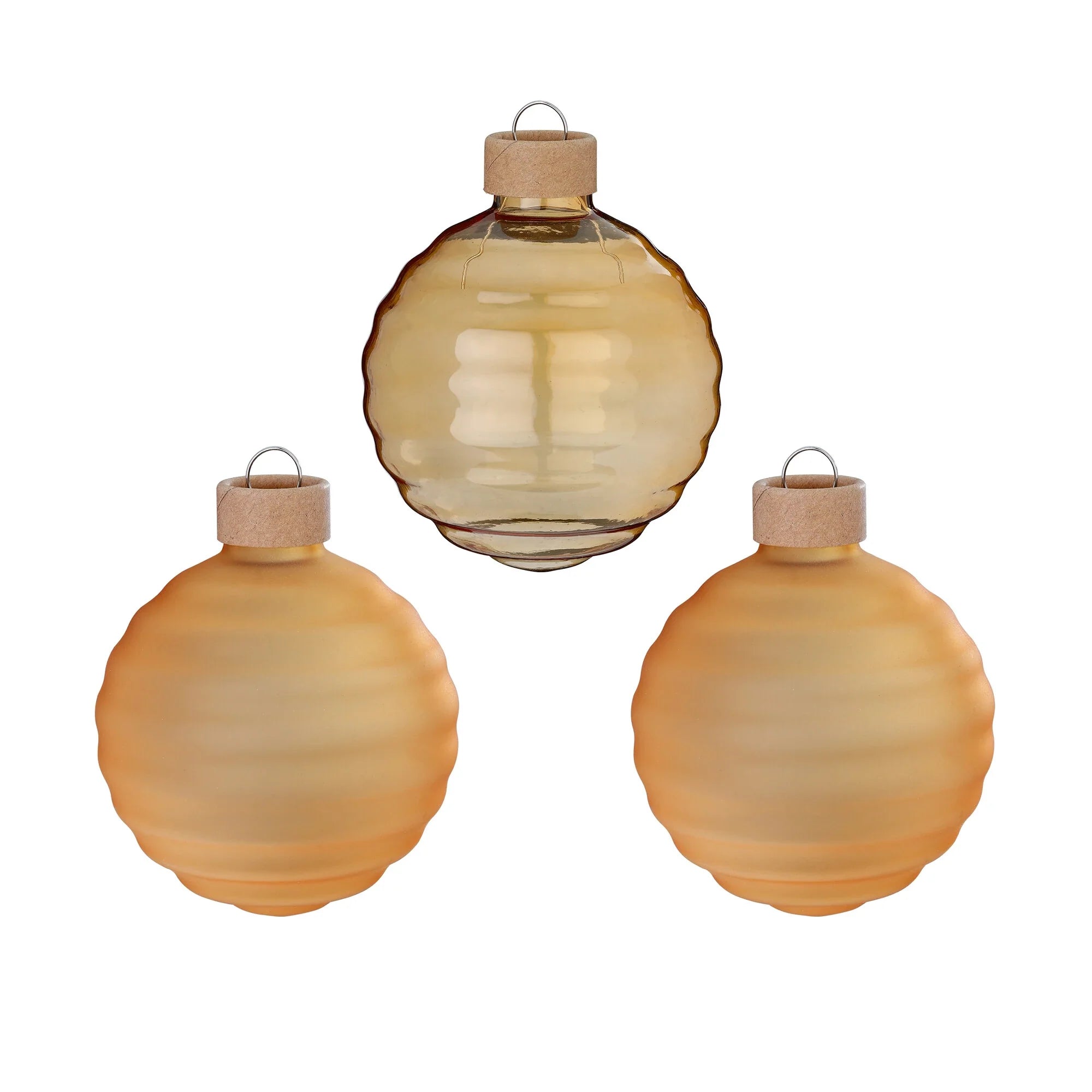 Glas-Dekokugeln Struktur „Honey“ (8 cm, 3er-Set)