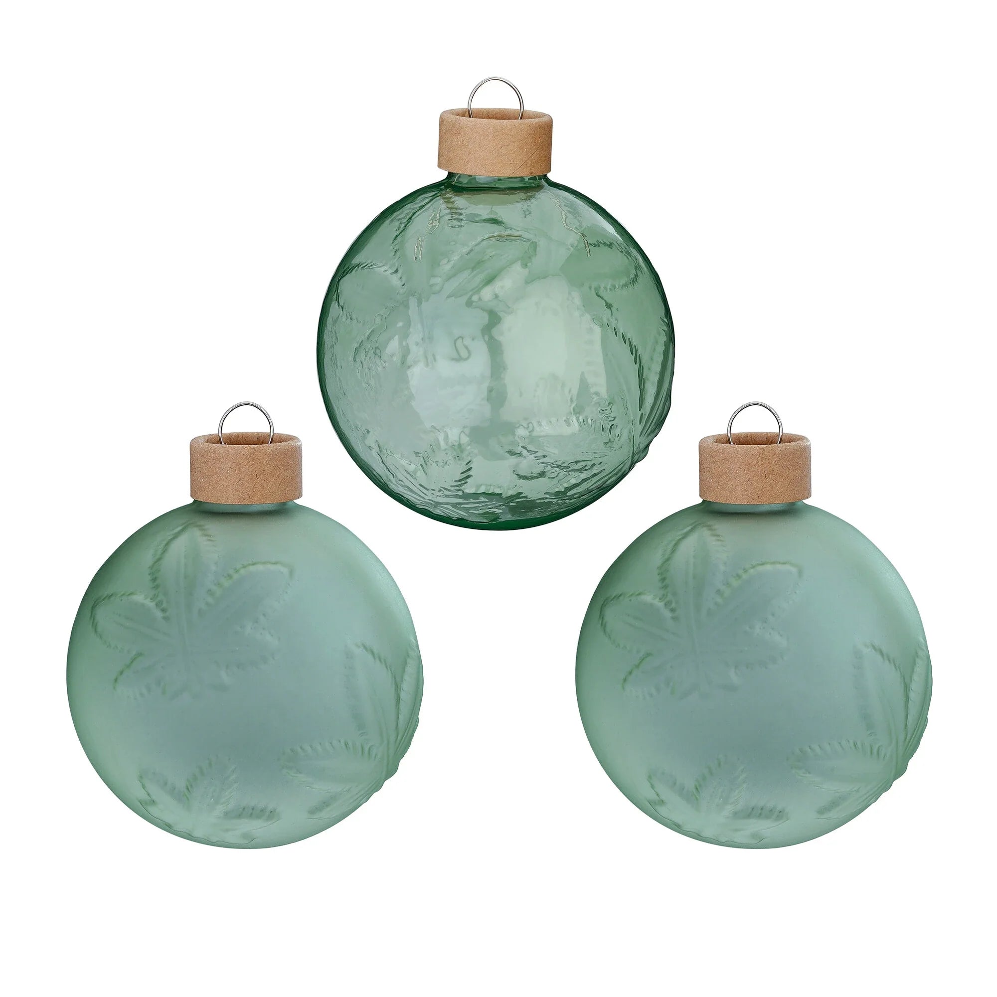 Ball Ornament Set Textured, Sage, Glass,8 cm, 3 pcs