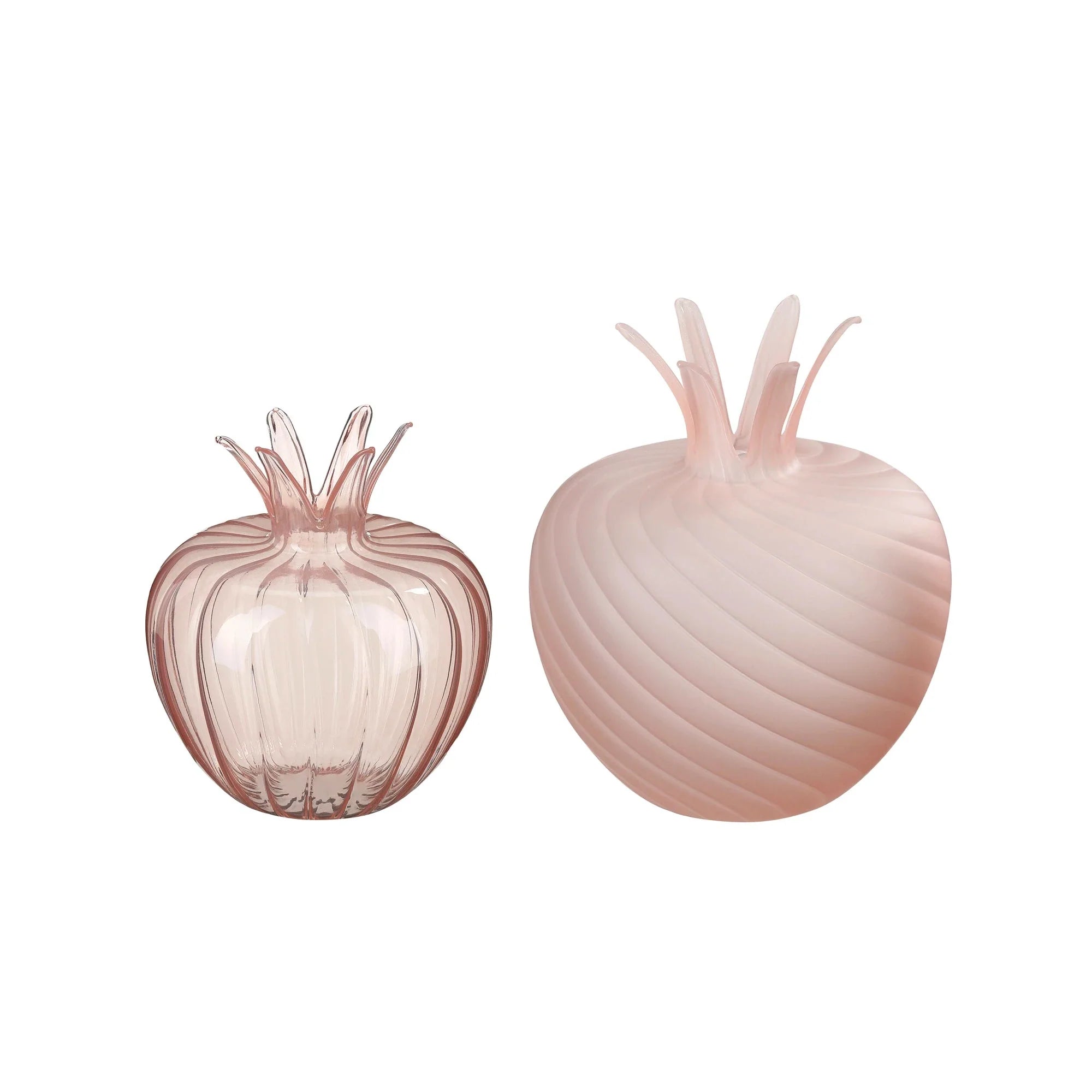 Mini Pomegranate Glass Vase Set, Powder, 11 cm & 15 cm, 2 pcs