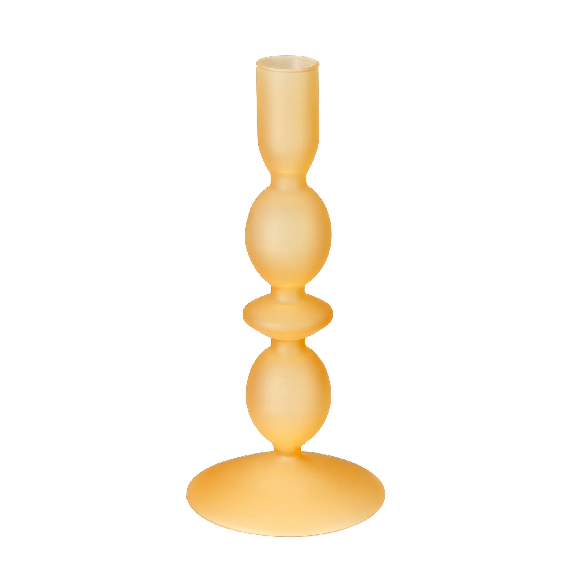 Glass Candle Holder, Honey, Glass, 7.3 in