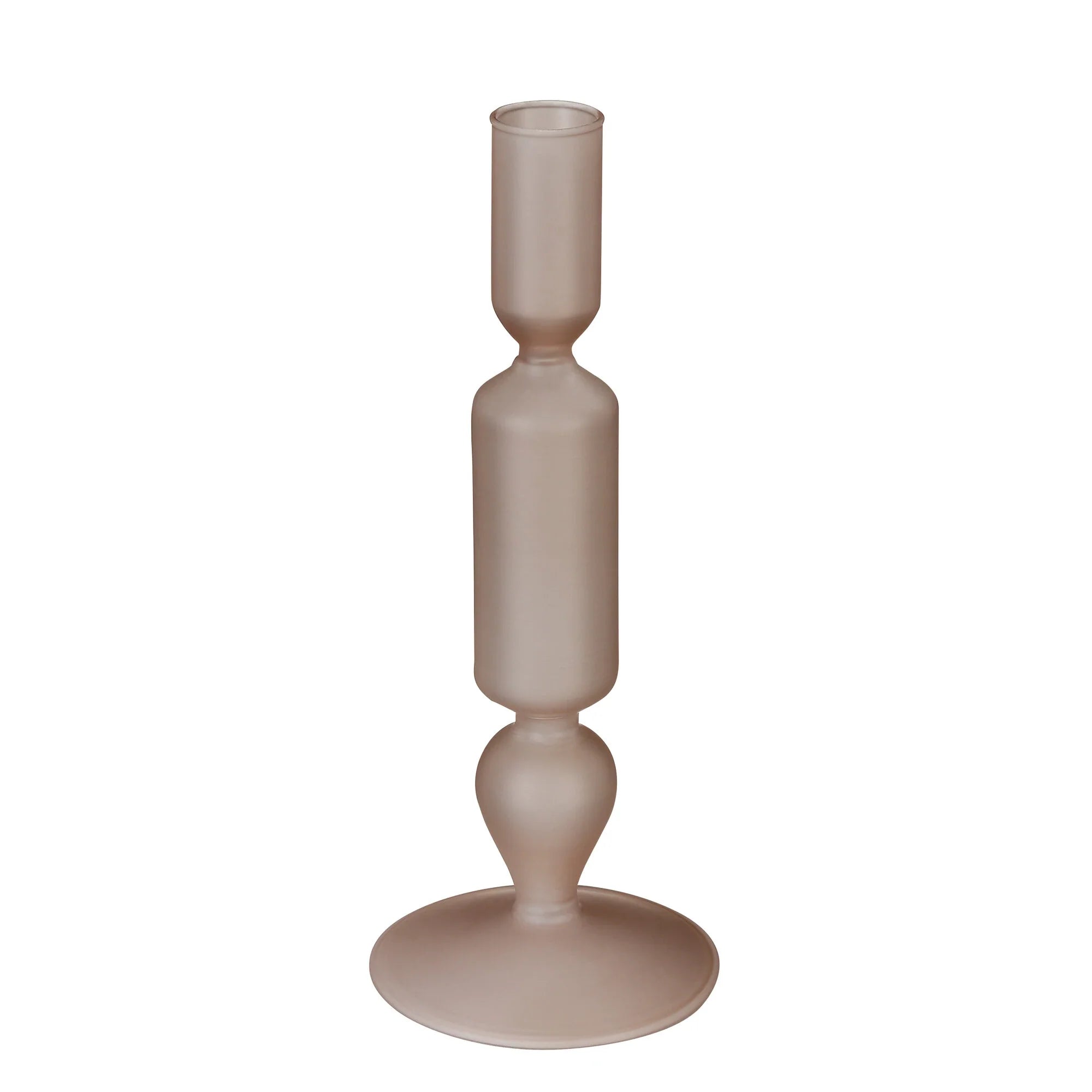 Glass Candle Holder, Beige, Glass, 21 cm