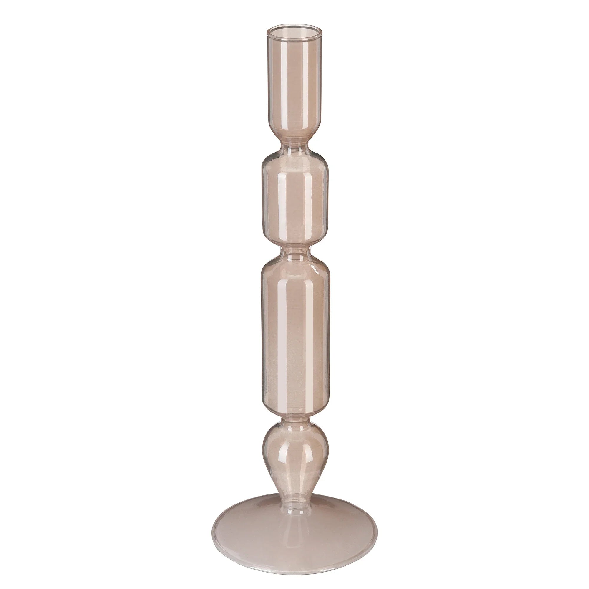 Glass Candle Holder, Beige, Glass, 26,5 cm