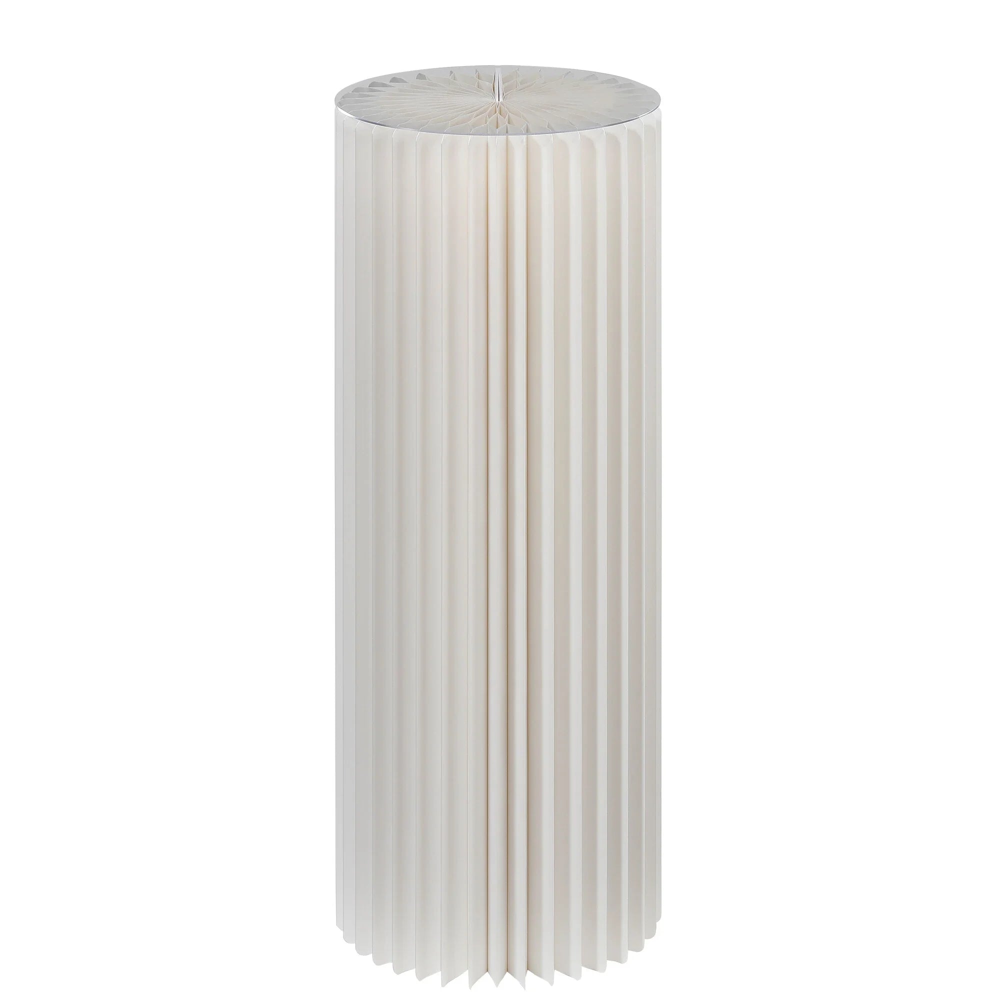Foldable Paper Decorative Pedestal, White, Paper and Acrylic Glass, 80 cm with Ø 30 cm Top