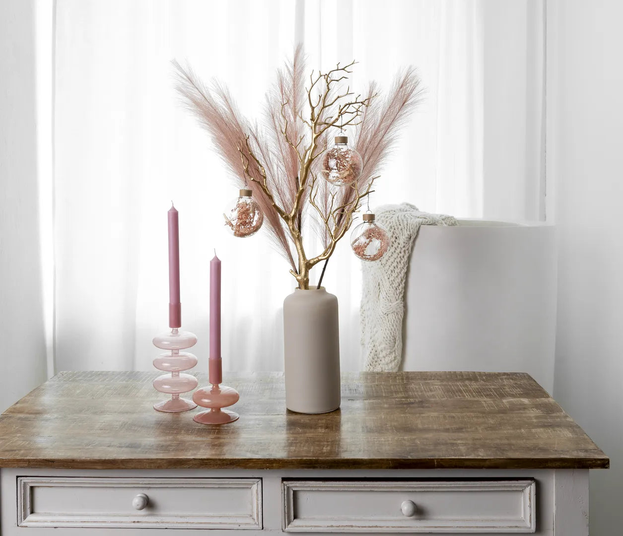 Premium Décor Bundle “Beige M” – 9 pcs Complete Set in Soft Pink and Cream, including Gold Accents