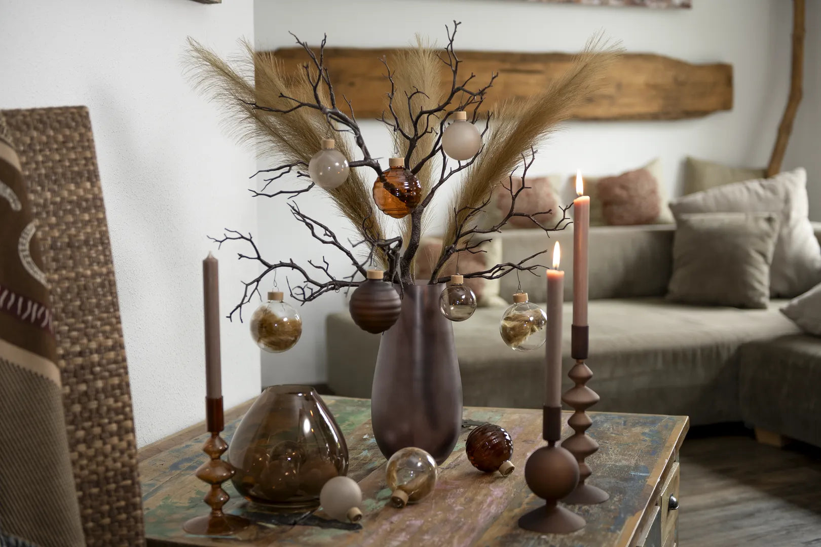 XXL Decorative Bundle "Brown L" – 14-piece Premium Complete Set in Coffee, Alabaster & Warm Earth Tones