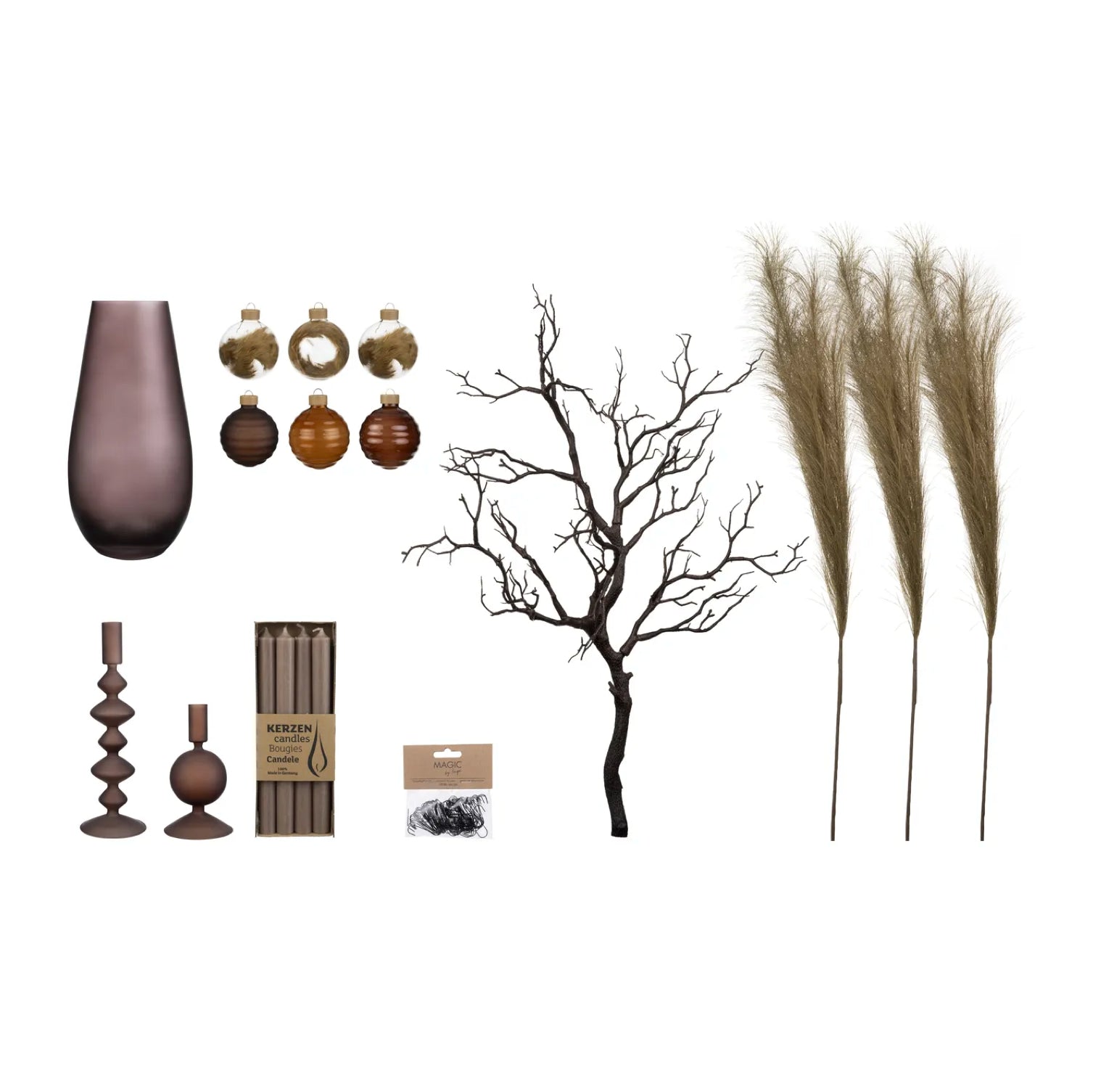 Premium Décor Set “Brown M” – 9 pcs Complete Set in Coffee, Warm Brown and Cream