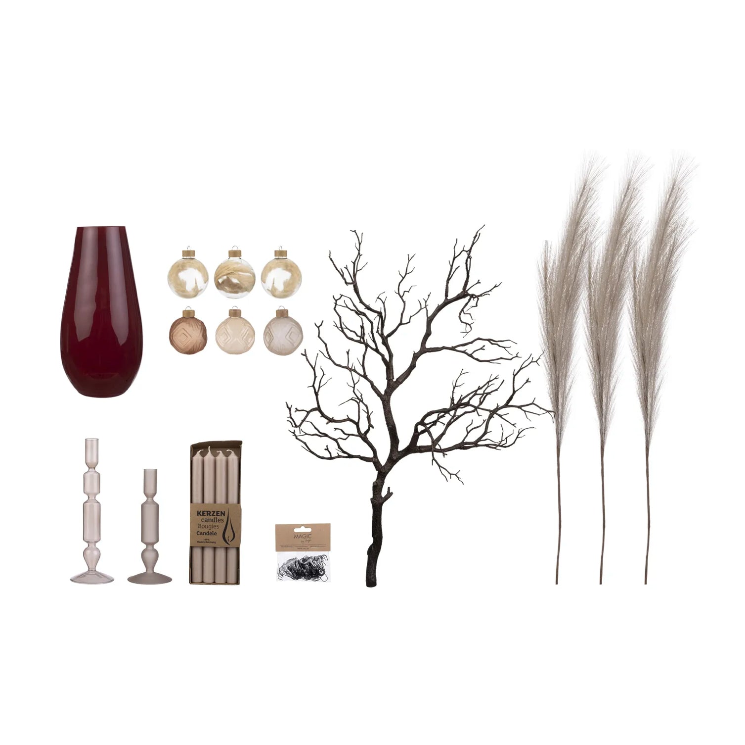 Premium Décor Set “Dark Rose M” – 9 pcs Complete Set in Cashmere, Alabaster and Soft Beige