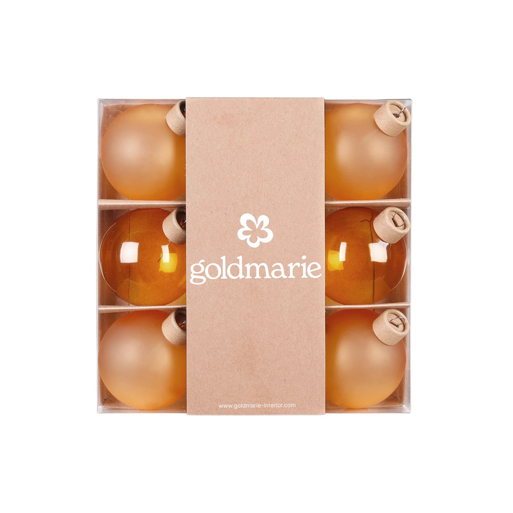 Ball Ornament Set, Honey, Glass, 6 cm, 9 pcs