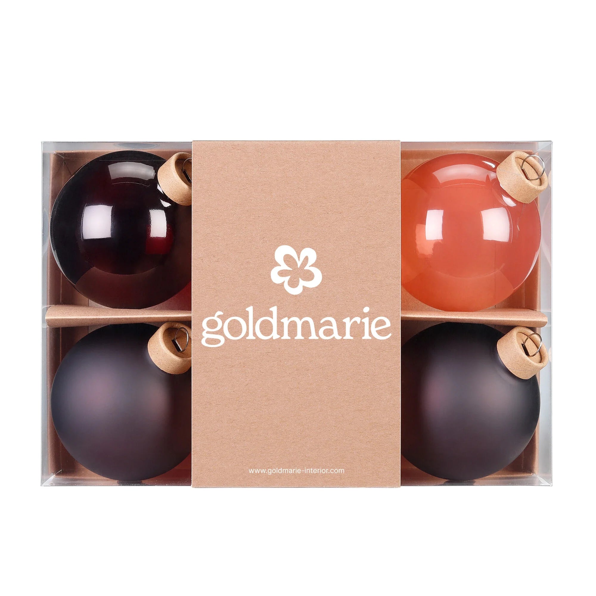 Ball Ornament Set, Baccara, Glass, 8 cm, 6 pcs