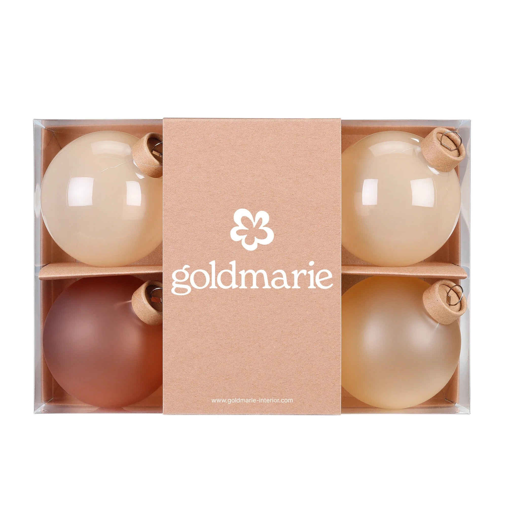 Ball Ornament Set, Cashmere, Glass, 8 cm, 6 pcs