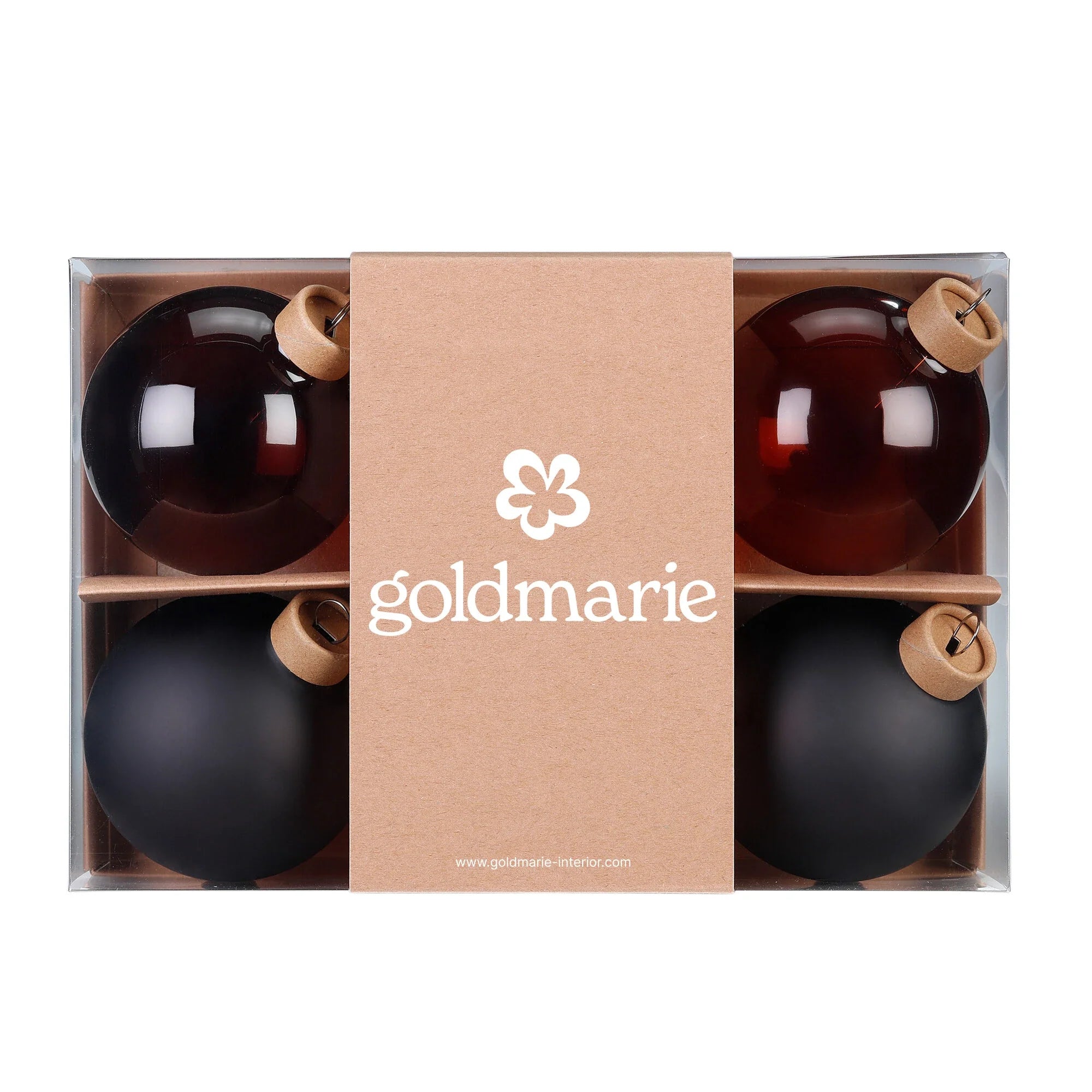 Ball Ornament Set, Coffee, Glass, 8 cm, 6 pcs