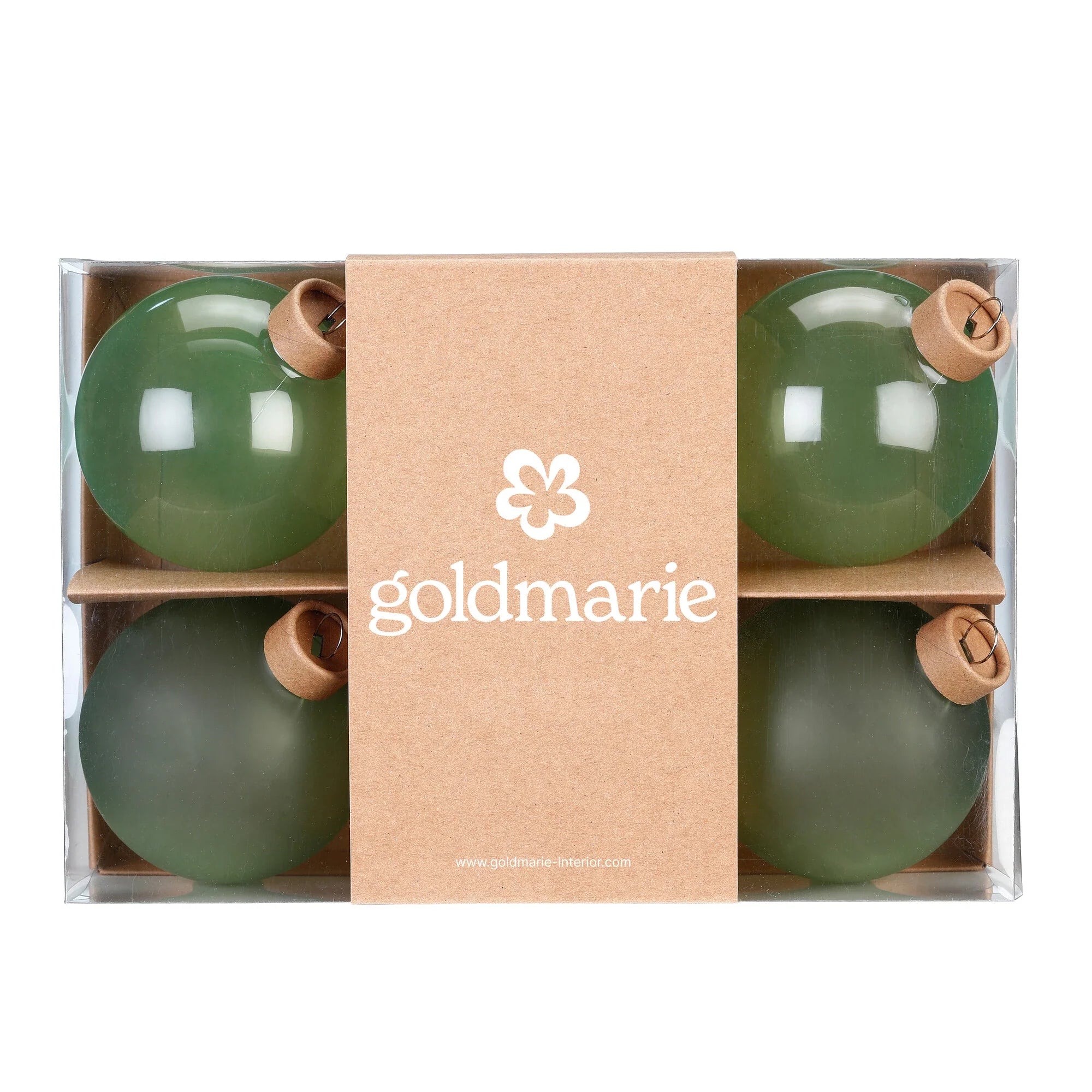 Ball Ornament Set, Sage, Glass, 8 cm, 6 pcs