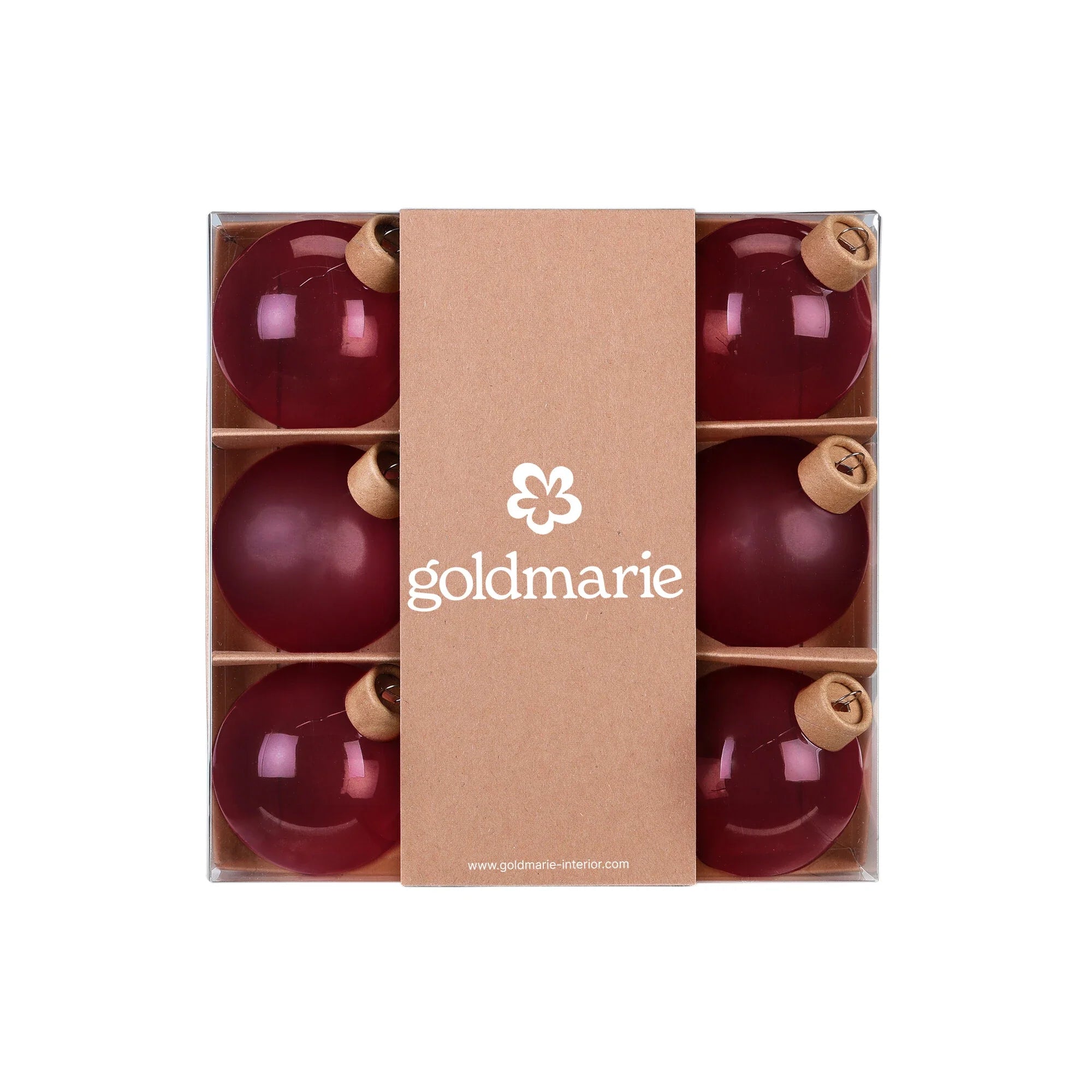 Ball Ornament Set, Rosewood, Glass, 6 cm, 9 pcs