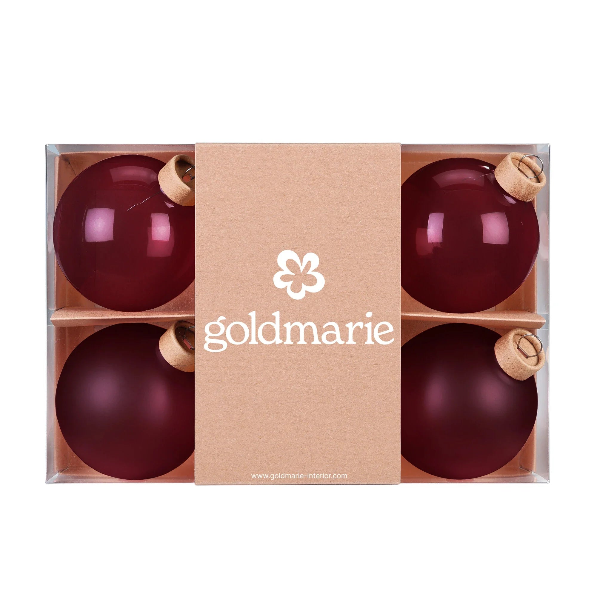 Ball Ornament Set, Rosewood, Glass, 8 cm, 6 pcs