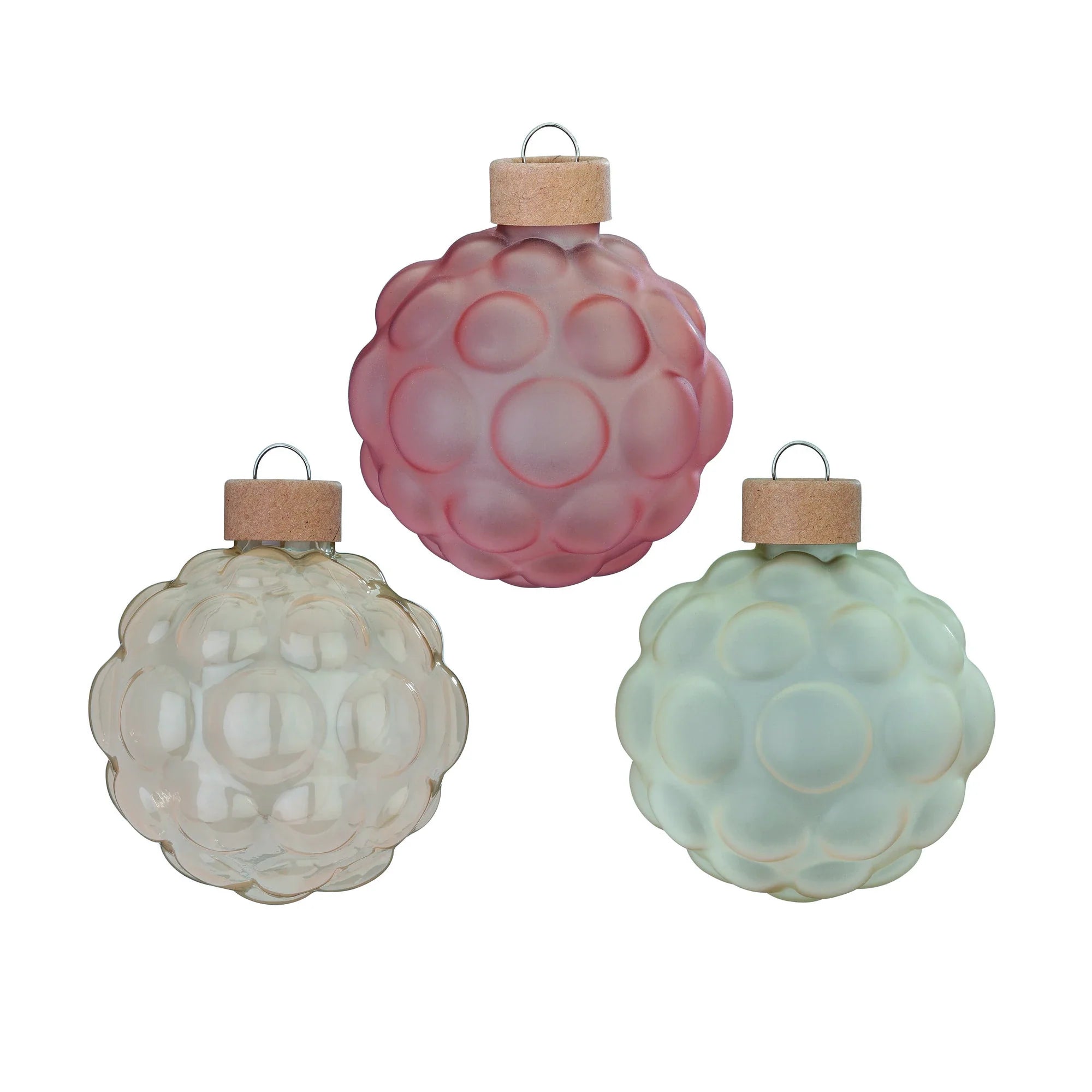 Ball Ornament Set Textured, Cashmere, Glass, 8 cm, 3 pcs