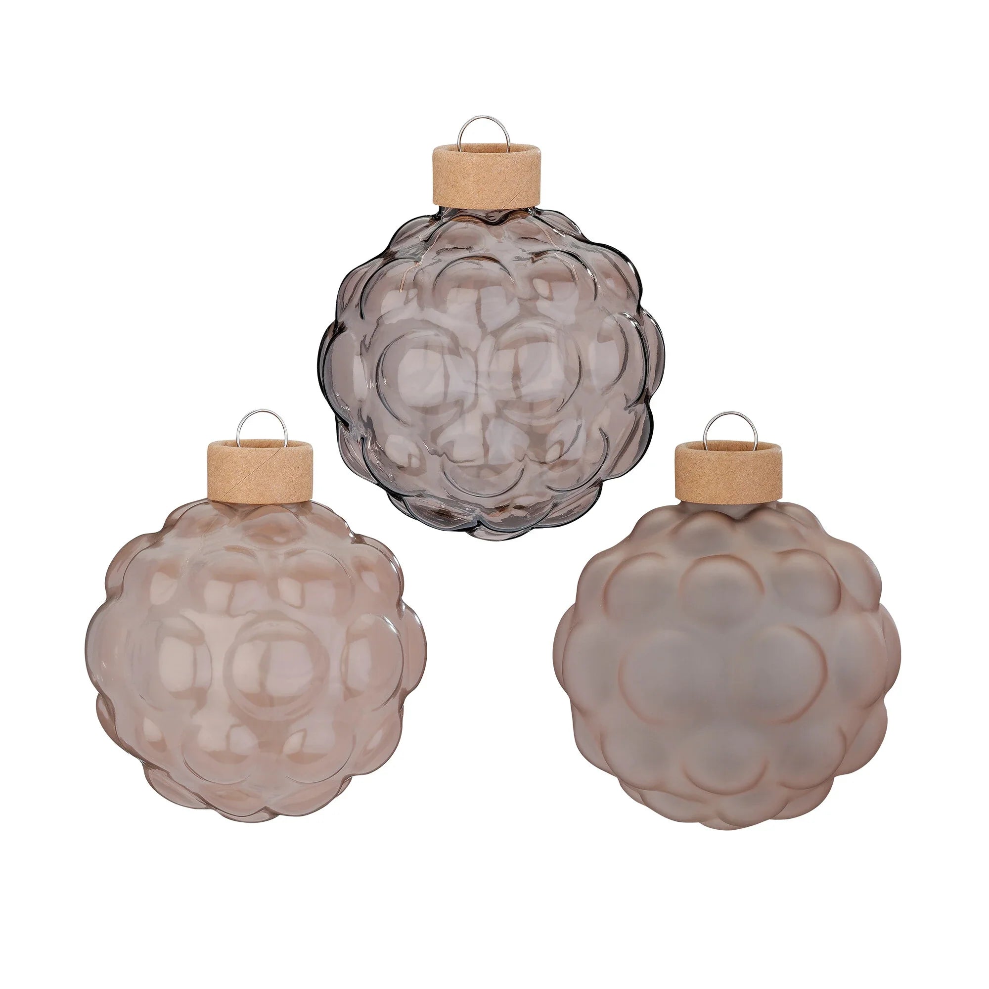 Ball Ornament Set Textured, Alabaster, Glass, 8 cm, 3 pcs