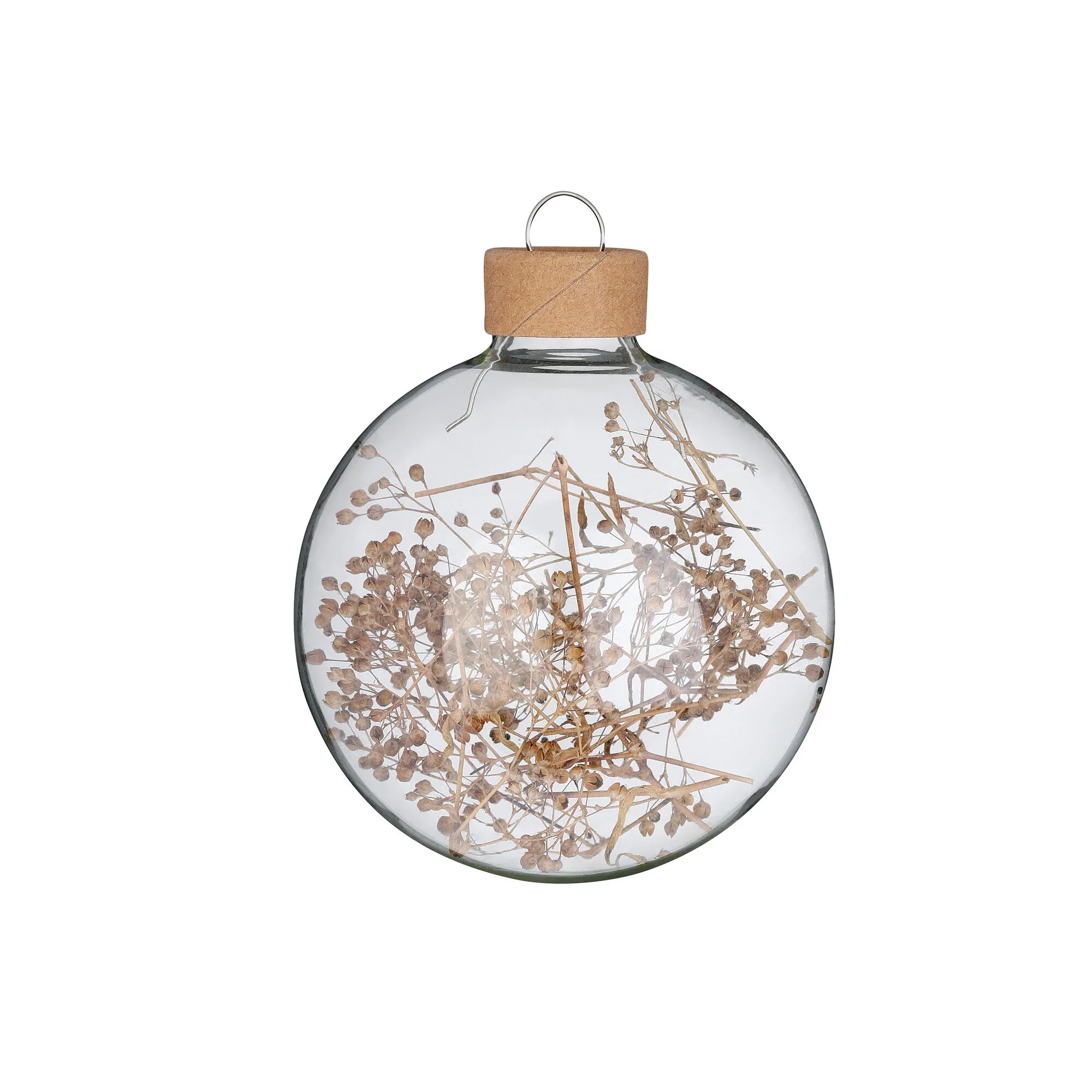 Ball Ornament Set FIlled with Dyed Heather, Alabaster, Glass, 8 cm, 3 pcs