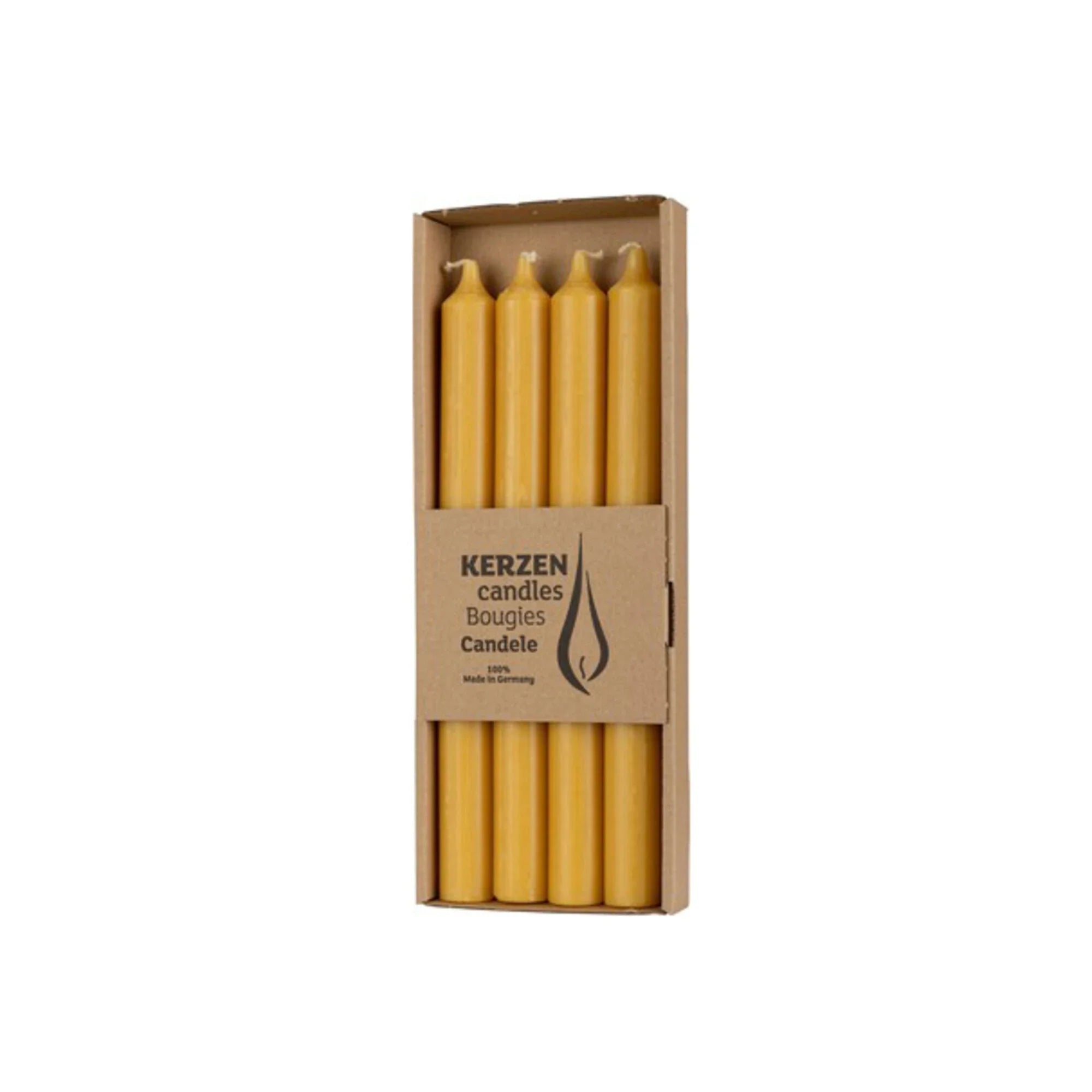 Paraffin Taper Candles, Yellow, Wax, 9.8 in, 4 pcs