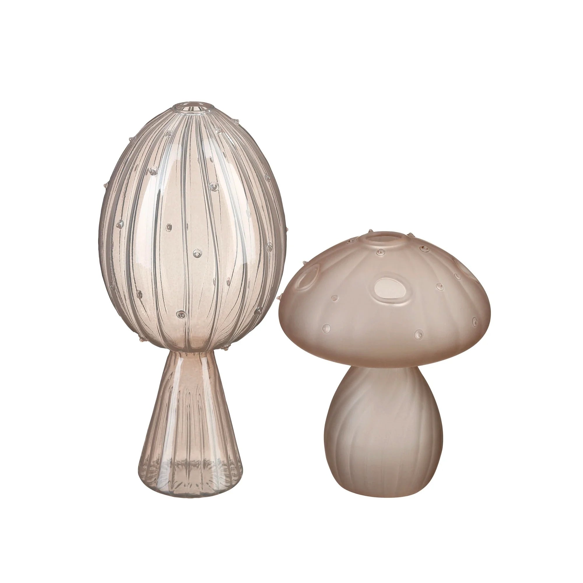 Mini Glass Vase Set, Beige, 12 cm & 18 cm, 2 pcs