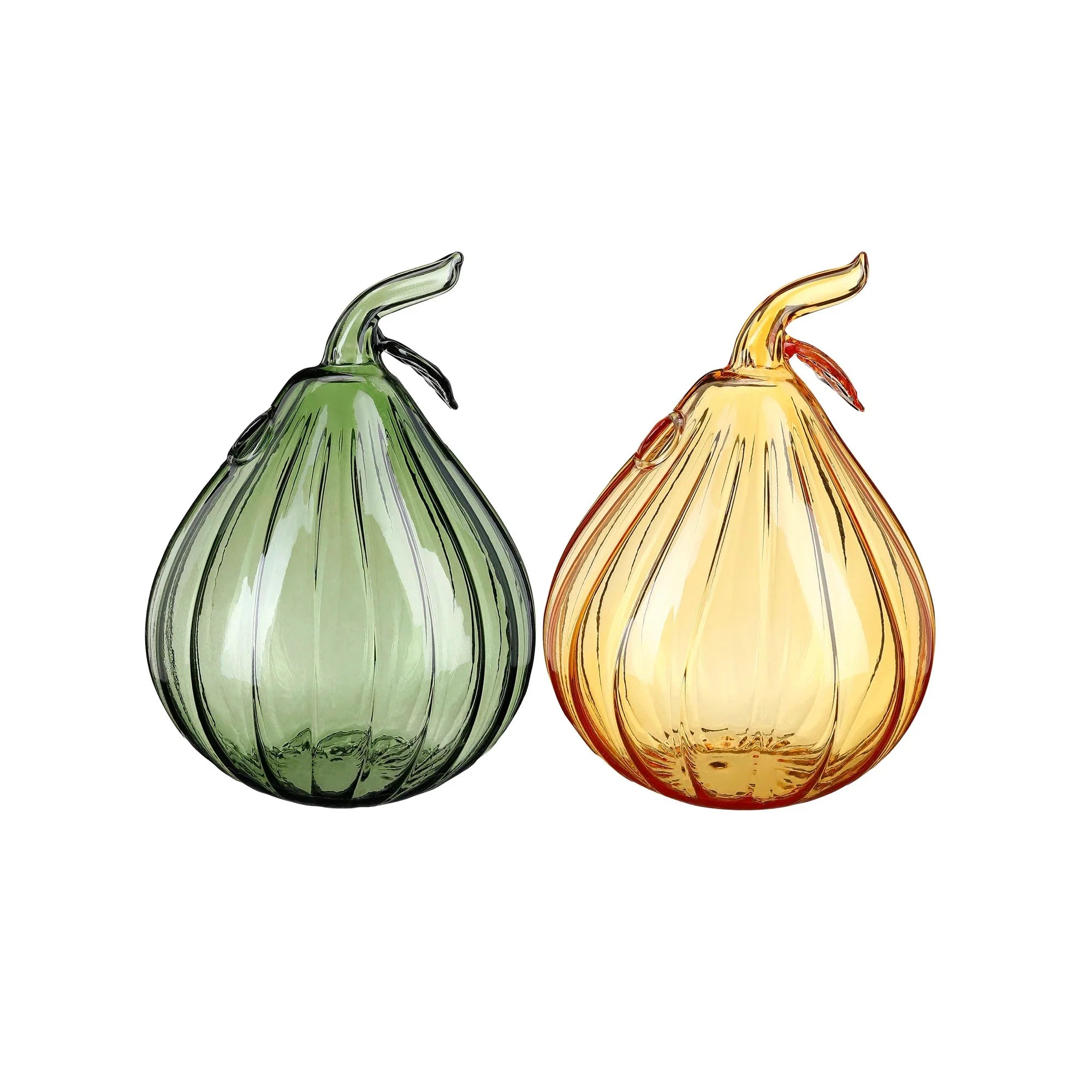 Mini Pear Glass Vase Set, Yellow & Sage, Glass, 4.9 in, 2 pcs