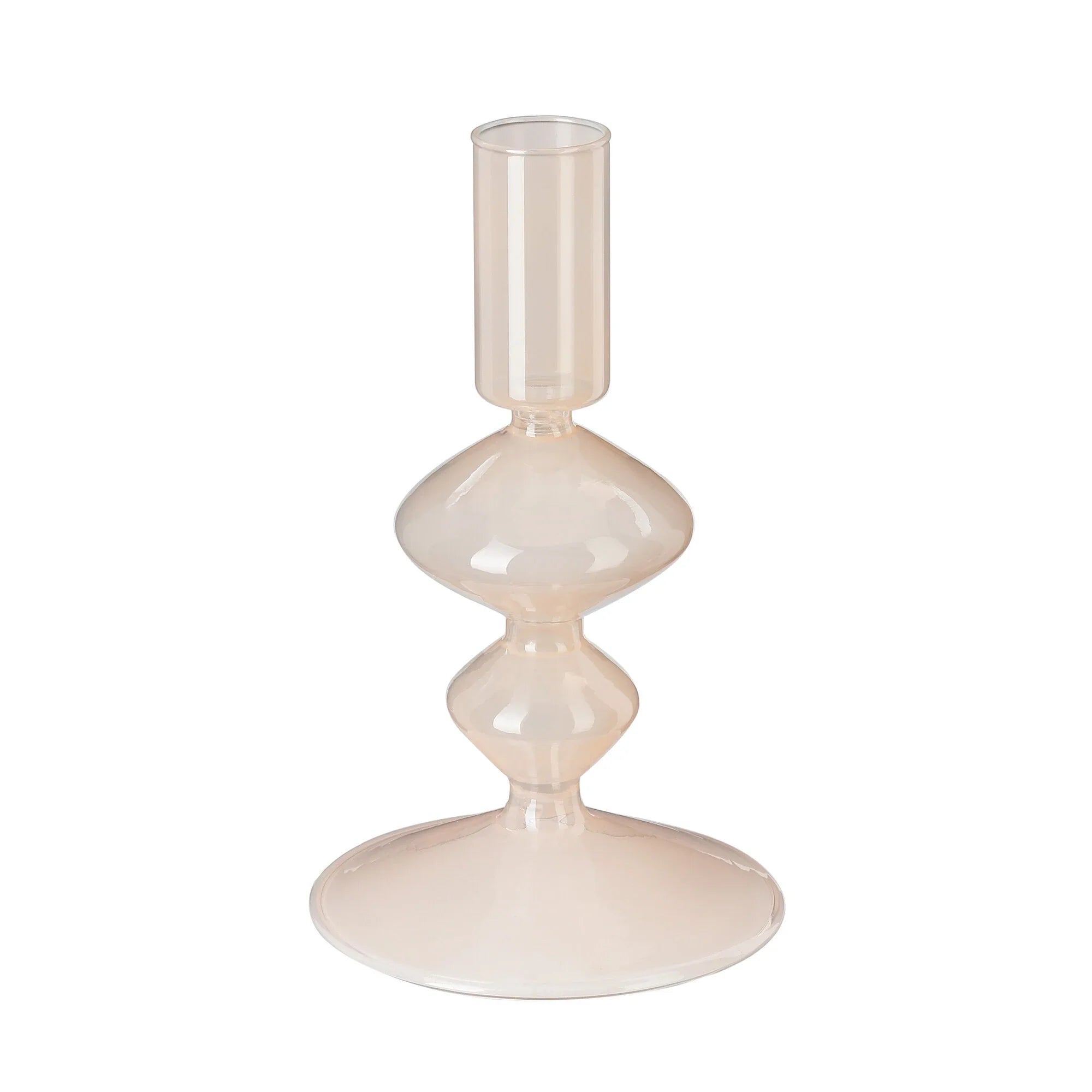 Glass Candle Holder, Creme, Glass, 15,5 cm