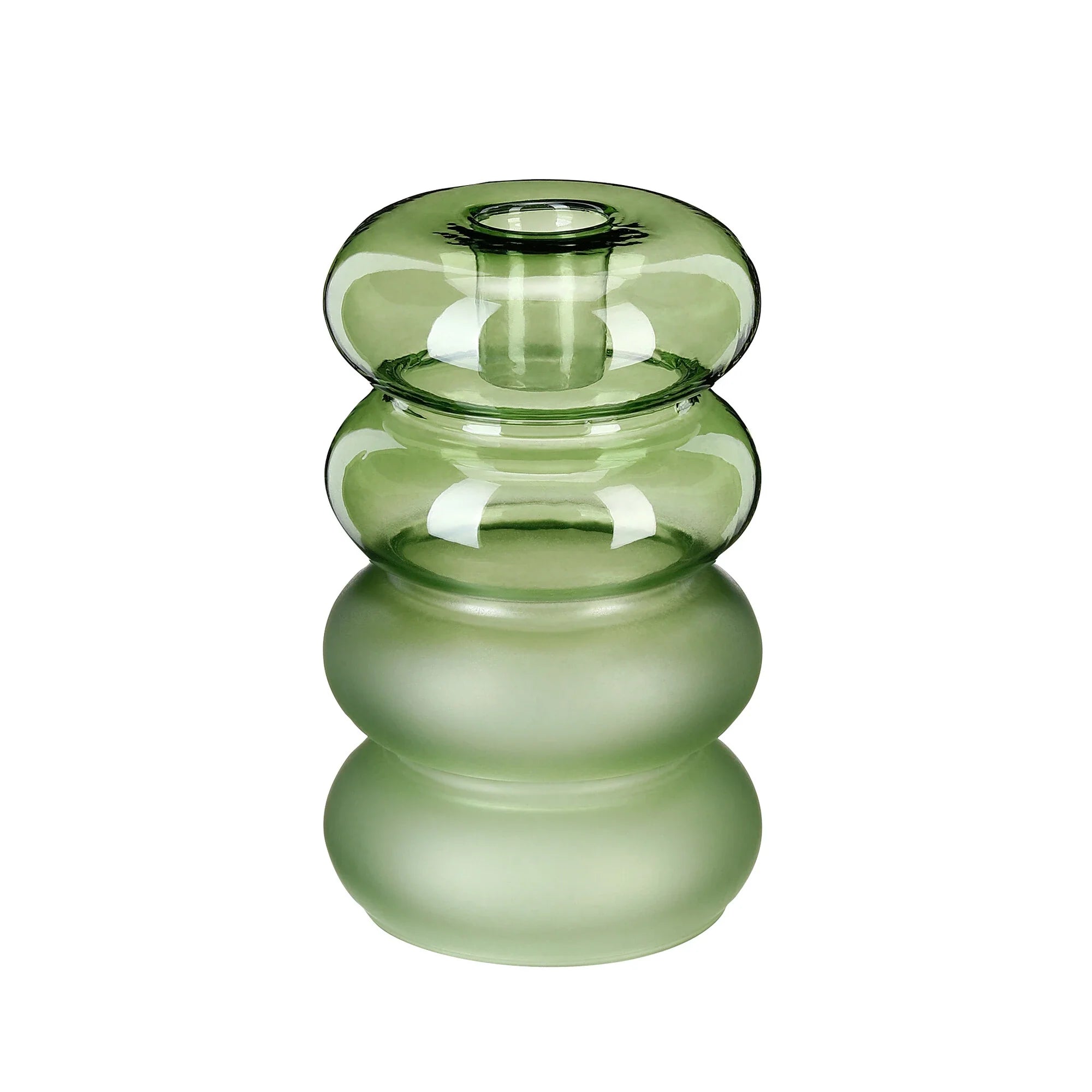 Glass Candle Holder, Sage, Glass, 12 cm