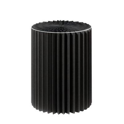 Foldable Paper Decorative Pedestal, Black, Paper and Acrylic Glass, 40 cm with Ø 30 cm in Top