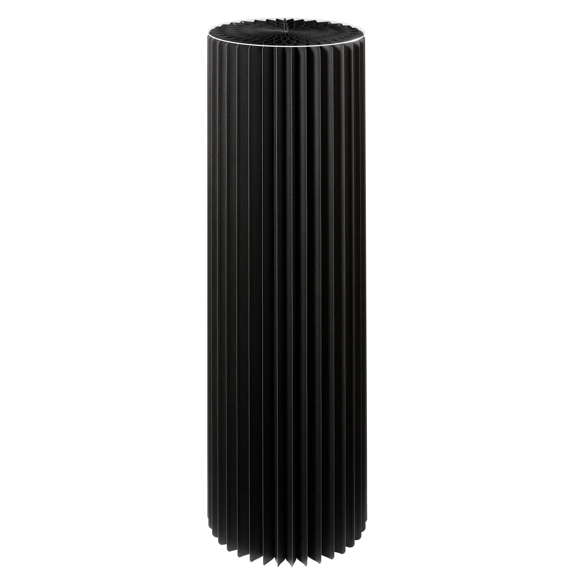 Foldable Paper Decorative Pedestal, Black, Paper and Acrylic Glass, 100 cm with Ø 30 cm Top