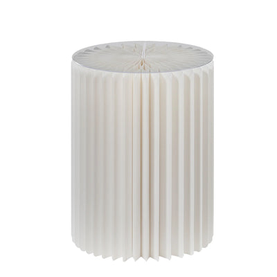 Foldable Paper Decorative Pedestal, White, Paper and Acrylic Glass, 40 cm with Ø 30 cm Top