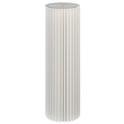 Foldable Paper Decorative Pedestal, White, Paper and Acrylic Glass, 100 cm with Ø 30 cm in Top