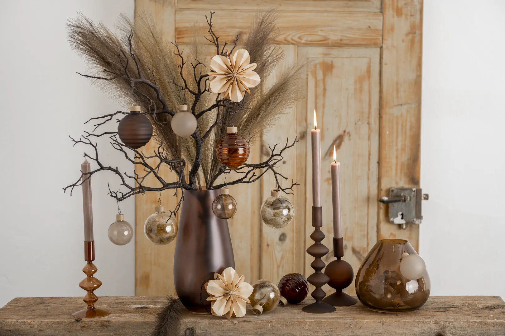 XXL Decorative Bundle "Brown L" – 14-piece Premium Complete Set in Coffee, Alabaster & Warm Earth Tones