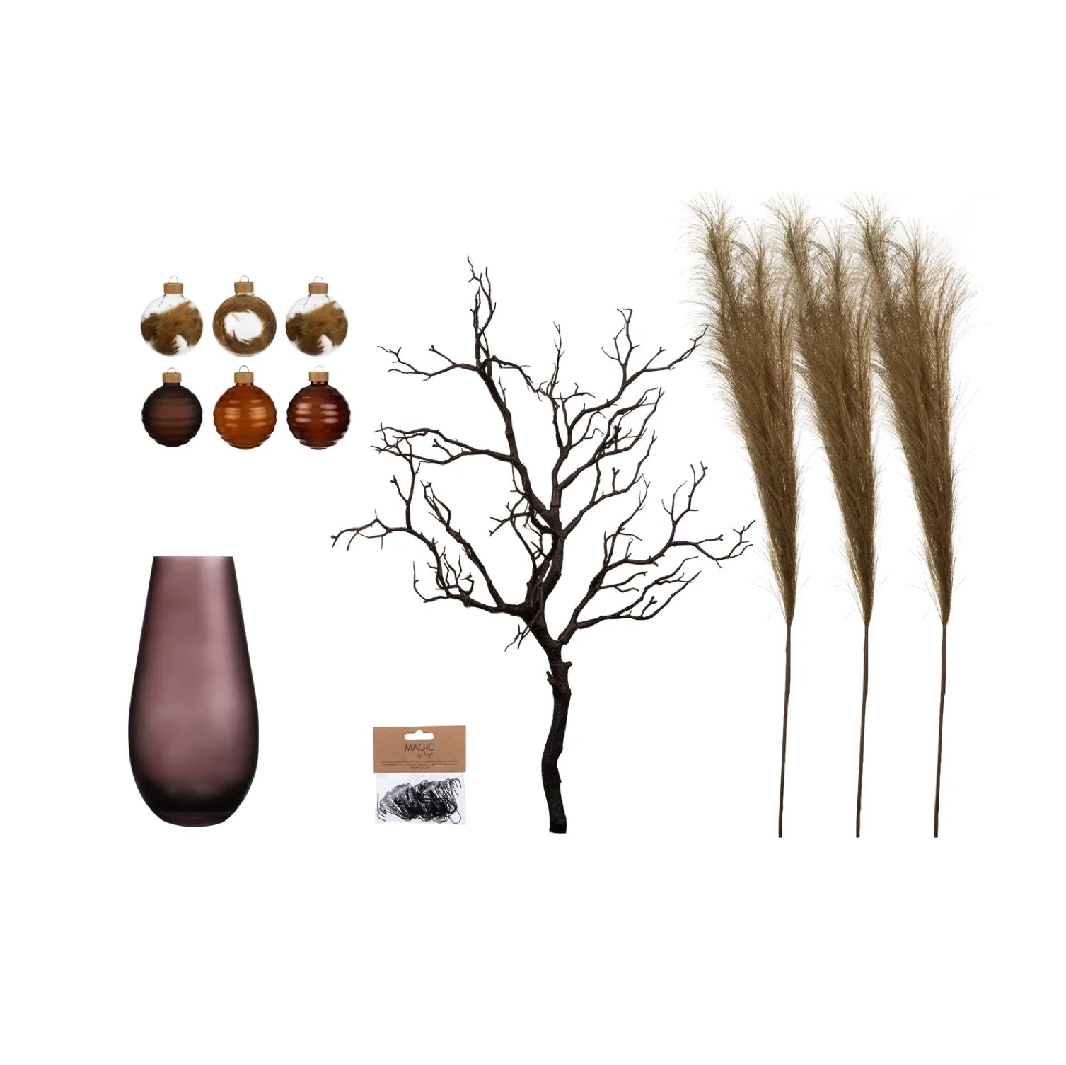 Minimalist Décor Set “Brown S” – 6 pcs Compact Set in Coffee Brown and Light Brown