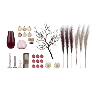 XXL Luxury Décor Bundle “Dark Rose L” – 14 pcs Premium Complete Set in Rosewood, Cashmere and Alabaster