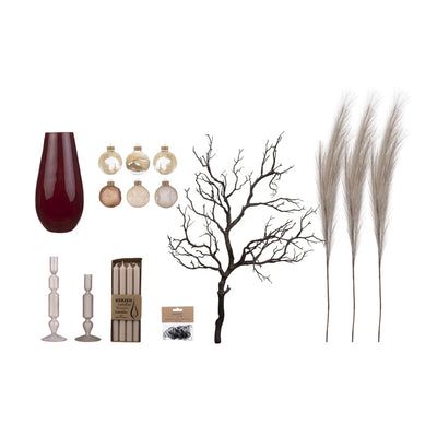 Premium Décor Set “Dark Rose M” – 9 pcs Complete Set in Cashmere, Alabaster and Soft Beige