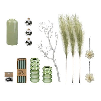 Premium Décor Set “Sage M” – 9 pcs Complete Set in Soft Sage Green, Cream and Snow White