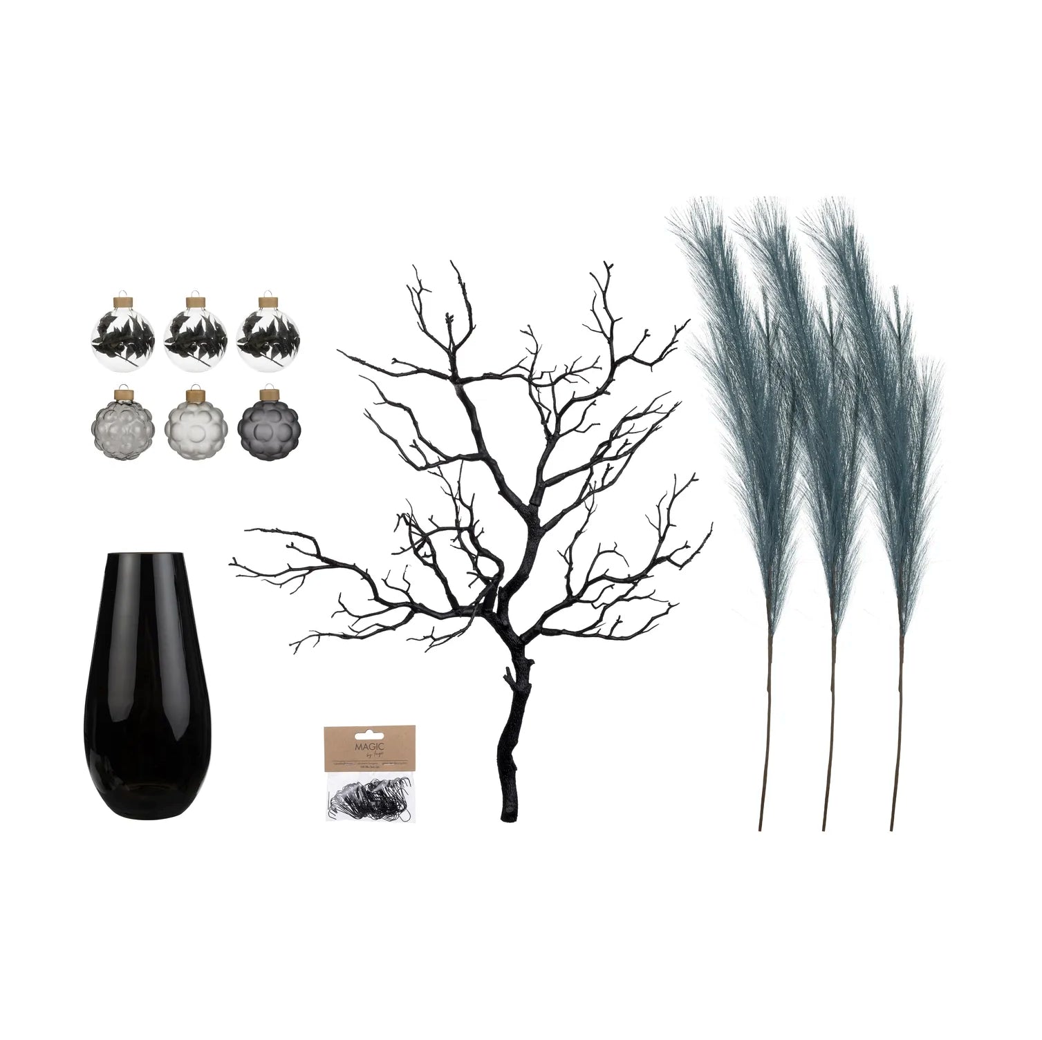 Minimalist Décor Set “Black S” – 6 pcs Compact Set in Luna and Deep Graphite Black
