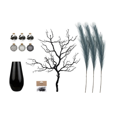 Minimalist Décor Set “Black S” – 6 pcs Compact Set in Luna and Deep Graphite Black