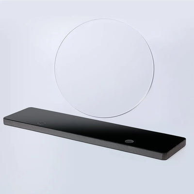 Foldable Paper Decorative Pedestal, Black, Paper and Acrylic Glass, 40 cm with Ø 30 cm in Top